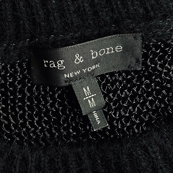 RAG & BONE • Black Blaze Open Knit Crewneck Sweater - Picture 14 of 16